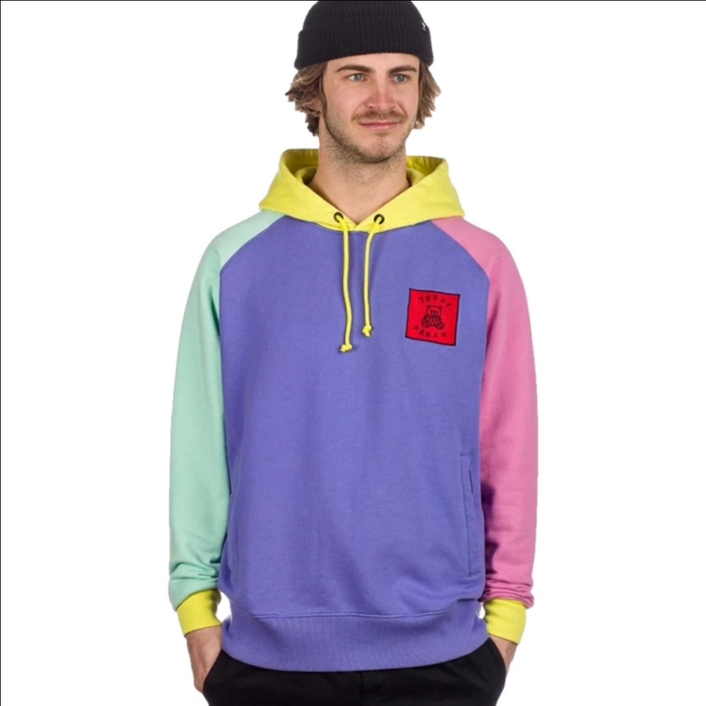 Teddy Fresh Color Panel Block Hoodie Unisex Pastel Original Athletic Multicolor